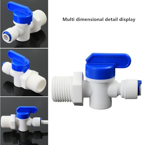 1/2"M to 1/4" Tube Push-Fit Ball Valve, 3 Pcs | Quick-connect adapter switch for RO reverse osmosis water filter systems, beverage dispensers & water purifiers. - size: 1/2"MPT to 1/4" QC Ball Valve