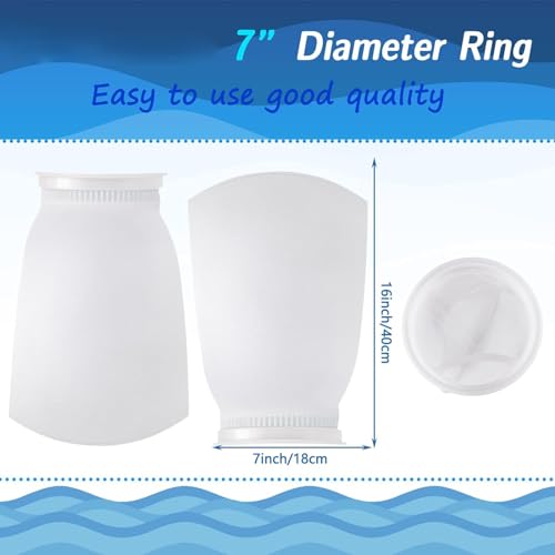 Jecery 8 Pcs 7 Inch Aquarium Filter Socks, 200 μm Ring Felt Filter Bags 7 x 16 inches Sump Socks for Saltwater Aquarium Fish Tank Freshwater - size: 7 x 16 inches
