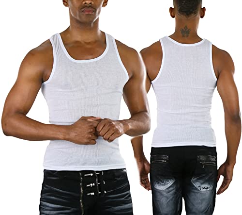 ToBeInStyle Men's Slim Fit Cotton Blend Solid Color Scoop Neck Tank Tops - color: 3-pack: White, size: Medium