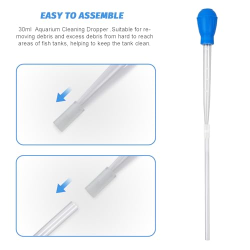 Aquarium Cleaning Dropper, 30ml Aquarium Cleaning Waste Remover, Aquarium Gravel Cleaning Straw, Blue