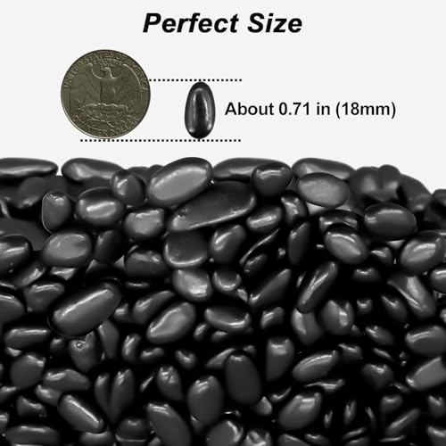 Garden Landscaping Stones,Landscaping Pebbles,River Rocks,Decorative Ornamental Pebbles,Gravel Filler for Home Decoration Flower Bed Fish Tank Plants Vases Succulents (1, Black, 1 Pound) - color: Black, size: 1 Pound