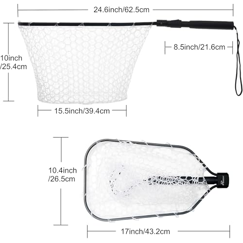 GOODCAT Fly Fishing Net, Bass Trout Landing Net, Folding Fishing Nets Fresh Water, Safe Fish Catching or Releasing, Fly Fishing net Magnetic Release - color: C:Extend Length:24.5"