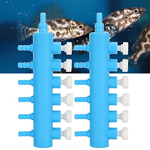 Fishtank Air Splitter, 2pcs Aquarium Air Flowing Control Lever Valve Pipe Distributor Aquarium Oxygen Pump Adapter Accessory 4 Way Outlet Fish Tank Air Splitter (One Minute six) - size: One minute six, style: One minute six