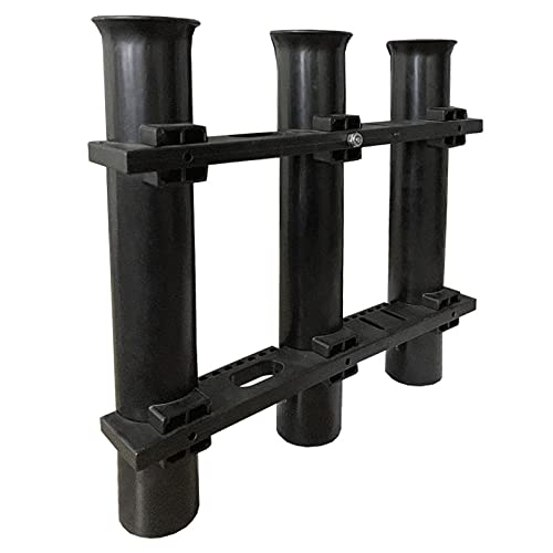ISURE MARINE Fishing Rod Holder Bracket Wall Mounted Boat Side Mount Tool Holder Tube Links with Screws 2/3/4/6 Pole Tube (White/Black) - color: 3-Link Black