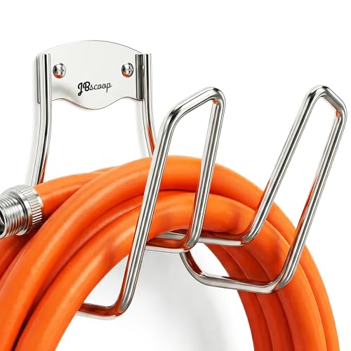 JBscoop Garden Hose Holder, Garden Hose Hanger Wall Mount for Water Hose, Extension Cords, Air Compressor Hose, Heavy Duty & Rust Proof (90 Feet)
