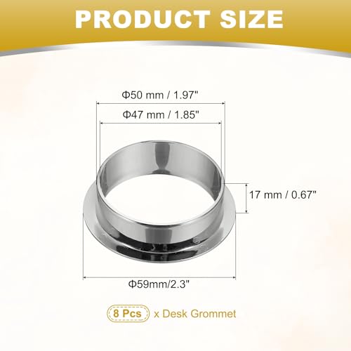 M METERXITY 8-Pack Desk Grommet, 2.3 Inch 59mm Plastic Desktop Cable Hole Cover Plastic Grommet for Home/Office Desktop Wire Organizer [Silver] - color: Silver, size: 2.3"