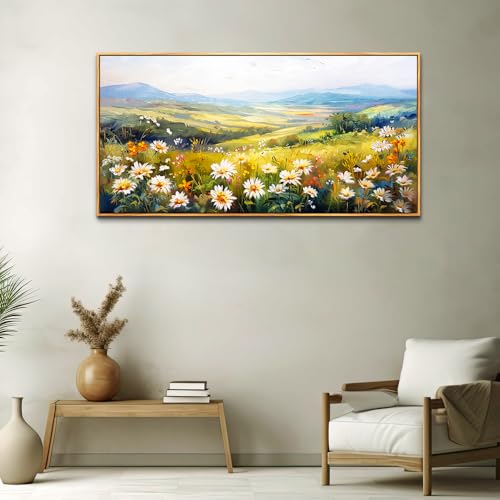 ZUITINGHUA Wood Framed Canvas Wall Art For Living Room Large Wall Decor For Office Bedroom Decoration Pastoral Scenery Pictures Flower Painting Artwork Room Wall Mural Aesthetic Home Decor 30x60 In - color: Pastoral Wood Framed 1, size: 60"L x 30"W