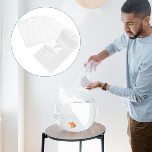 50pcs Ornamental Live Fish Transport Bags with Oxygen Plastic Packaging Bags for Aquarium Fish Shipping with Elastic Bands