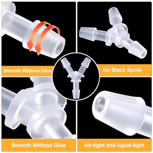PAGOW 8 Pcs Hose Barb Fitting, 1/8" Plastic Hose Barb Tee 3 Way Y Shape Barbed Fitting for Air Line Tubing Pipe, Oxygen Tubing Pipe, Household Fuel, Gas, Water - size: 1/8" (8 Pcs)