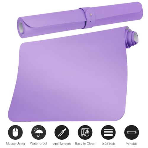 Boutilon Leather Desk Pad Protector,Non-Slip Mouse Pad,Laptop Desk Pad,Office Mouse Mat,Waterproof Leather Desk Blotter,Desk Writing Pad for Office and Home (S-Purple,24"x 14") - color: Purple, size: S 24" x 14"