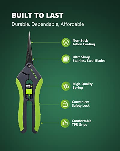 6.5" Gardening Scissors, Sharp Plant Trimming Scissors for Precise Cuts, Stainless Steel Pruning Shears Bonsai Clippers (2-Pack Straight) - style: 6.5" Straight*2