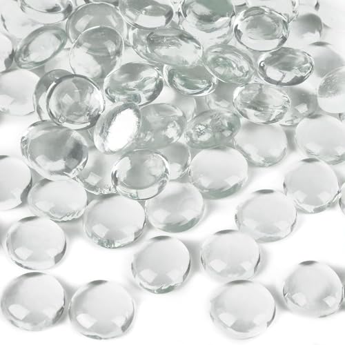 DomeStar 1LB Glass Beads, Clear Flat Glass Marbles, Vase Filler Aquarium Decor Fish Tank Rocks DIY Crafts Table Scatter Decor - color: Clear