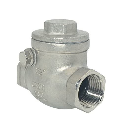 1/2" Stainless Steel SS316 Swing Check Valve,NPT Female x Female Thread,WOG 200 PSI PN16 CF8M - size: 0.5 Inch
