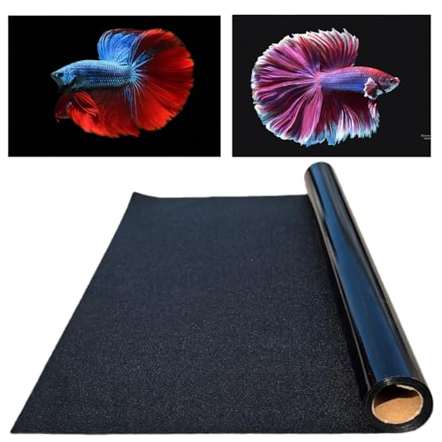 Aquarium Background Paper Décor PVC Fish Tank Backdrop Wallpaper Electrostatic Adhesive, No Glue, Easy to Install, Reusable (15.8" H x 78.7" L, Black)