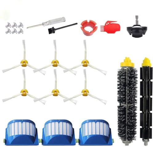 Replacement Parts for iRobot Roomba 600 610 620 650 675 677 692 671 694 691 Series Vacuum Cleaner Accessories Kit-Include 6 Side Brush,3 Filter,1 Front Caster Wheel,Bristle Brush and 3 Cleaning Tool - size: 1 Main brush+1 Caster wheel+3 Filter+6 Side brus