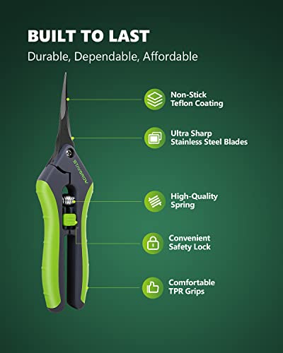 6.5" Pruning Shears for Gardening, Sharp Plant Trimming Scissors for Precise Cuts, Stainless Steel Garden Scissors Bonsai Clippers (1-Pack Curved) - style: 6.5" Curved