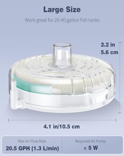 Pawfly Large Aquarium Sponge Filter, Internal Fish Tank Filter with Foam and Filter Balls Detachable Submersible Filter for 20-40 Gallon Fish Tanks (Air Pump Not Included) - size: Large