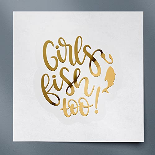 Decal Stickers of Girls Fish Too (Metallic Gold) (Set of 2) Luxury Weatherproof Vinyl Decal Stickers for Laptop Desktop Smartphone Car Dirt Bike Wall Room Mason Jar - BICVER1c33532GOW19Y24 - color: Metallic Gold, size: 4.8'' x 5.2''