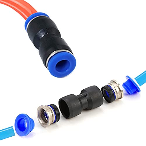 80 Pcs Value Pack Push to Connect Air Hose Fittings, Quick Connect Pneumatic Fittings Kit for 1/4 5/16 3/8 1/2 inch Tube OD, 0-145 PsiHigh Pressure Resistant, Straight 2 Way Connectors