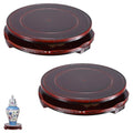 M METERXITY 2 Pack Display Stand, Brown Wooden Stands for Display, Stable Round Base Stand Decor for Fishbowl Planter [Rotation, 5.91'' x 1.34''] - size: 5.91'' Top Diameter