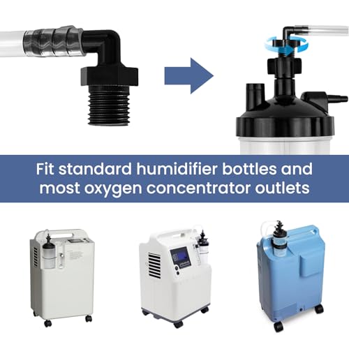 Humidifier Bottle Connecting Tube Compatible with EverFlo 5L Oxygen Concentrator, O2 Generator Humidifier Water Cup Adapter Elbow, 12"L, 5 Pcs