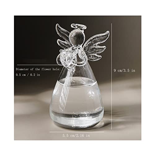 Angel Design Glass Vases Clear Flower Plant Terrarium Container Hanging Vase Wedding Decor Garden Ornaments Hanging Planter (Pack of 5) - size: 5pcs