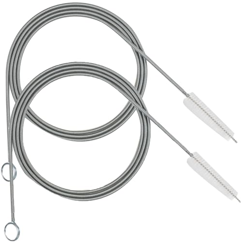 Flexible Drain Brush,Extra Long Pipe Tube Cleaner Fridge Flexible Drain Brush Skinny Tube Spiral Cleaning Brush Drinking Straw Cleaner,Nylon Cleaner Double Ended Elastic Hose Pipe 60-inch 2 PCS