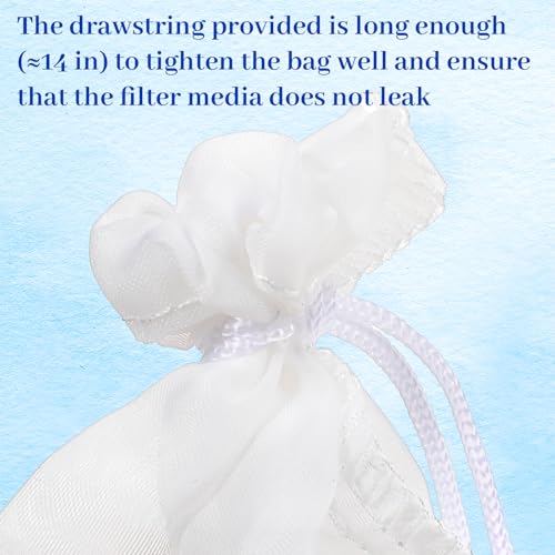 3 Pack Aquarium Filter Bags, 180 Extra Fine Mesh Media Bags for Aquarium, Reusable Nylon Filter Media Bag with Drawstring for Activated Carbon, Resin, Small Tanks(7.5x3.6in)