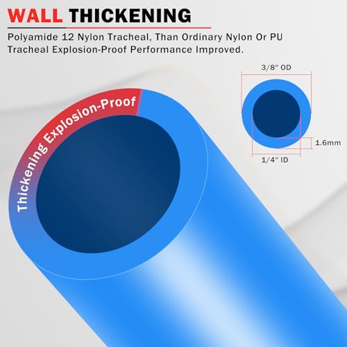 CheeMuii 100 FT 3/8" DOT Air Line Blue 3/8 PA12 Nylon Pneumatic Tubing 30.5 Meter 3/8 Inch OD Pneumatic Air Tubing Pipe Hose Line for Semi Truck Trailer or Industrial Air System - color: Blue, size: 3/8"OD-100FT