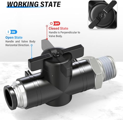 TAILONZ PNEUMATIC 3/8 Inch Tube OD x 1/8 Inch NPT Thread Ball Valve Air Flow Control Valve Push to Connect Fitting BVC-3/8-N1（Pack of 1） - size: 3/8"OD x 1/8"NPT/1PCS