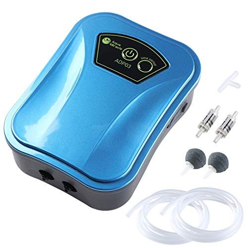 AquaMiracle USB Aquarium Air Pump Rechargeable Aerator for Bait Bucket, Portable Battery Powered Air Pump for Aquarium, Fish Tank Air Pump for Outdoor Fishing, Power Outage & Emergency - color: Blue(For Tanks up to 120Gal)