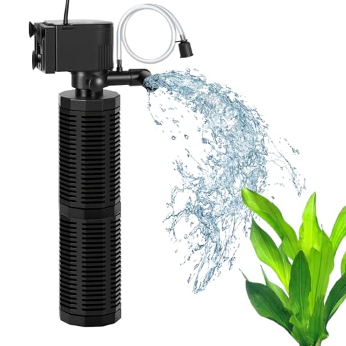 Aquarium Filter for 60-150 Gallons - Adjustable Flow Fish Tank Filters 420GPH Ultra-Quiet Submersible Power Pump Internal Filter with Biochemical Filtration Air Supply Water Clean - size: 25W Filter