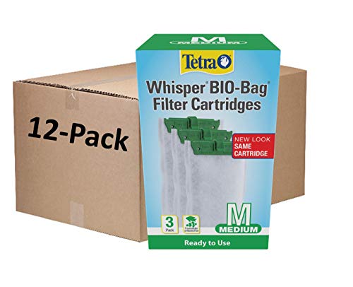 Tetra Whisper Bio-Bag Medium Filter Cartridges for Aquariums, 36 Count, Ready to Use, Fits Tetra Whisper Fish Tank Filters 5-10 Gal, PF-10, IQ 10 - size: 3 Count (Pack of 12), style: Standard