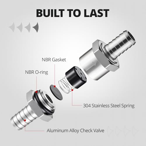 EVIL ENERGY 1/4" Fuel Check Valve One Way Inline Non Return Diesel Gasoline Silver (6mm OD,2PCS) - color: Silver, size: 1/4