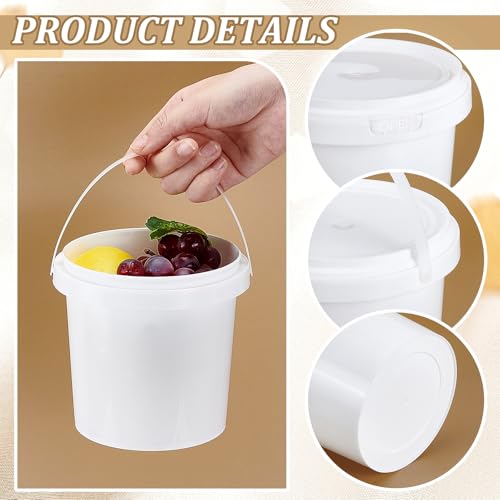 12 Pcs White Plastic Bucket with Lid and Handle, Food Grade Buckets with Lids, Ice Cream Containers Food Safe Bucket for Multipurpose Storage Paint Water Art Crafts Projects (1 Quart) - size: 1 Quart