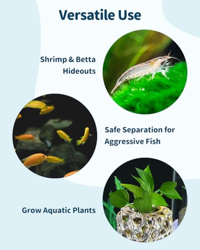 Uniclife Shrimp Cave, Shrimp Hides for Aquarium, Realistic Plastic Aquarium Coral Rock Decorations with Suction Cup, Betta Hideout Tank Accessories for Fish Tank Decor, Gold-to-Silver Gradient - color: Gold-to-silver Gradient