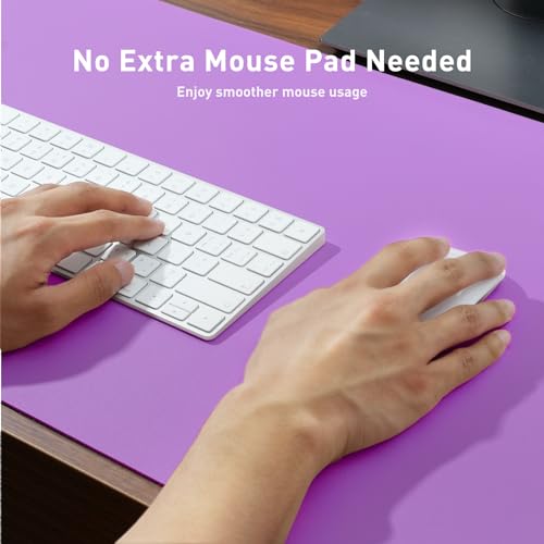 Aothia Leather Desk Pad Protector, Mouse Pad, Office Desk Mat, Non-Slip PU Leather Desk Blotter, Laptop Desk Pad, Waterproof Desk Writing Pad for Office and Home (23.6" x 13.7", Iris Violet) - color: Iris Violet, size: 23.6" x 13.7"