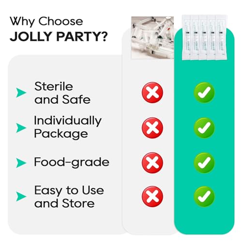 JOLLY PARTY 100 Pack 20mL Syringes, Plastic Syringes with Catheter Tip and Cap, Individually Sealed Feeding Syringe For Dogs, Measuring Syringe For Liquid, Scientific Labs, Refilling, Dispensing