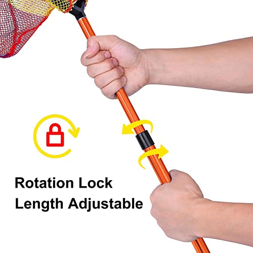 Kids Fishing Net - Telescoping Bait, Minnow, and Butterfly Net With 11.4" Depth, Handle Extends to 30" for Easy Catch and Release - color: Orange-2pack