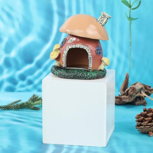 GORGECRAFT Fish Tank Mushroom House PVC Aquarium Betta Hideout Spawning Caves Landscape Decoration Cottage Ornament Accessories for Shrimp Reptiles Turtle Gecko Lizard Bearded Dragon