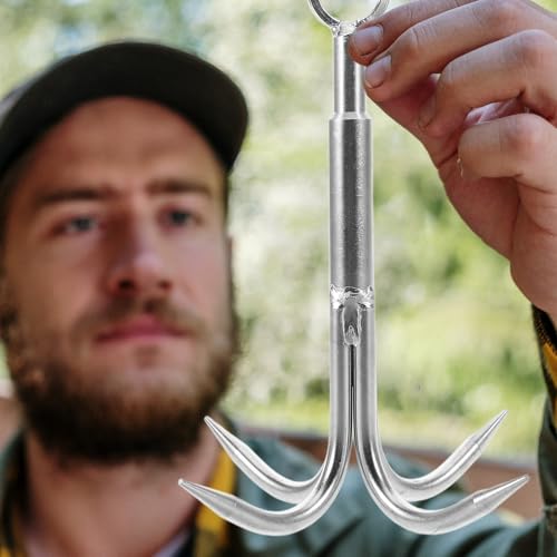 Kisangel Four-Claw Anchor Hook Stainless Steel Heavy Duty Grappling Hook for Freshwater Saltwater Fishing Outdoor Retrieval and Underwater Treasure Hunting 7.87X6.29X6.29 Inch