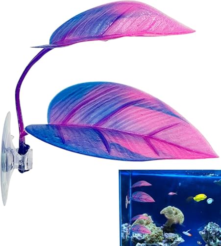 Purple Betta Hammock - Betta Leaves | Simulated Aquarium Decorations Betta Bed | Fish Leaves| Tank Decor, for Flounder, Clownfish, Guppy| Vivid Suction Cup Mounted Betta Fish Aquarium Plants