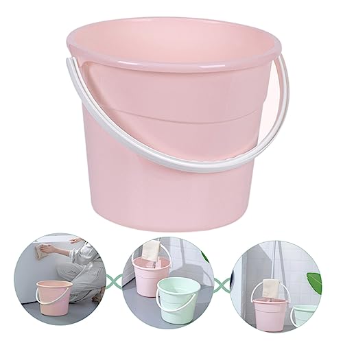 Garneck Heavy-Duty Utility Bucket Water Container for Mopping Storage Bucket Handle for Car Wash - color: Pink