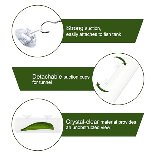 Acrylic Betta Hammock Tunnel, Betta Fish Tank Accessories & Aquarium Tunnel Decor, Fish Tank Hideout with Soft Faux Leaf Hammock, Beta Bed Resting Spot for Bettas (L Size — 5.9" × 1.96" OD) - size: L Size — 5.9" × 1.96" OD