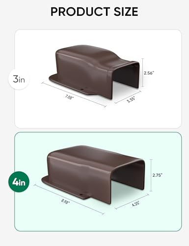 4" Entry Wall Cover Line Cover Set Parts PVC Accessory for Decorative for Ductless Mini Split, Central AC and Heat Pumps, Brown - color: Brown, size: 4 inch