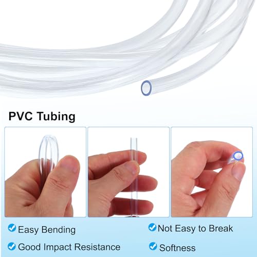 PATIKIL PVC Tubing 1/4" ID x 1/3" OD (6 mm x 8 mm) 5 Ft / 1.5 Meter, Flexible Clear Vinyl Tubing Water Hose Tube for Reverse Osmosis Systems Water Filters, Clear - size: 1/4" x 1/3" x 5 Ft