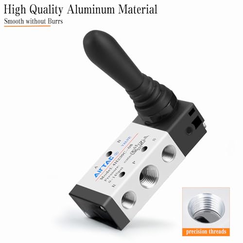 AirTAC 1/4"NPT 5 Way 3 Position Pneumatic Solenoid Valve Manual Control Push-Pull Air Hand Lever Operated Valve 4H230C-08 - size: 1/4"NPT, style: 5 Way 3 Position