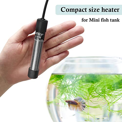 HITOP Compact Submersible Aquarium Heater -25W Digital Heater for Fish Tank Turtle Tank, for Saltwater and Fresh Water with Temperature Controller - size: (1-6 Gal)25W