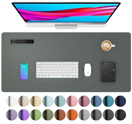 Aothia Leather Desk Pad Protector, Large Mouse Pad, Office Desk Mat, Non-Slip PU Leather Desk Blotter, Laptop Desk Pad, Waterproof Desk Writing Pad for Office and Home (Jungle Green, 23.6" x 13.7") - color: Jungle Green, size: 23.6" x 13.7"