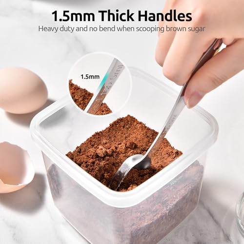 U-Taste Narrow Square Measuring Spoons: 18/8 Stainless Steel Kitchen Measure Teaspoon Tablespoon with Leveler, Polygon Rectangular Metal Jar Scoop for Baking Cooking, Coffee, Spice, Powder (Set of 8) - size: 7 Spoons+1 Leveler
